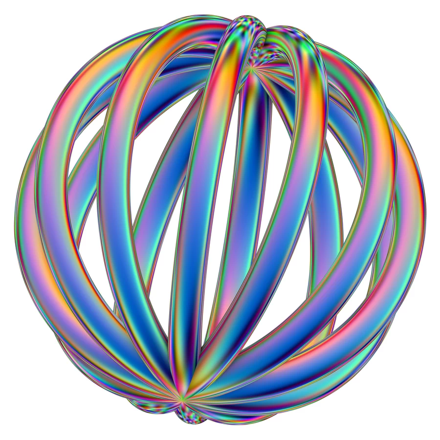 潮流酸性全息金属镭射机能彩虹3D立体几何图形png免抠图片素材【088】